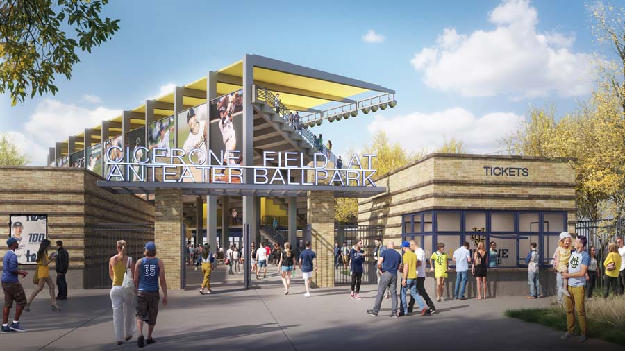 Rendering of baseball park exterior
