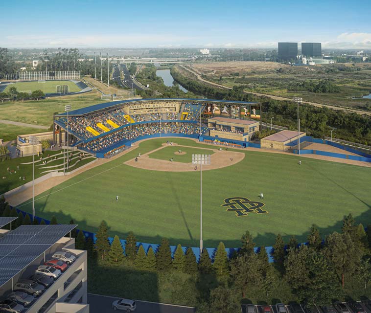 Aerial view of baseball field