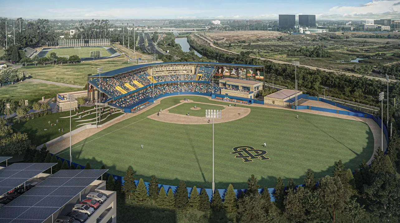 Aerial view of baseball park