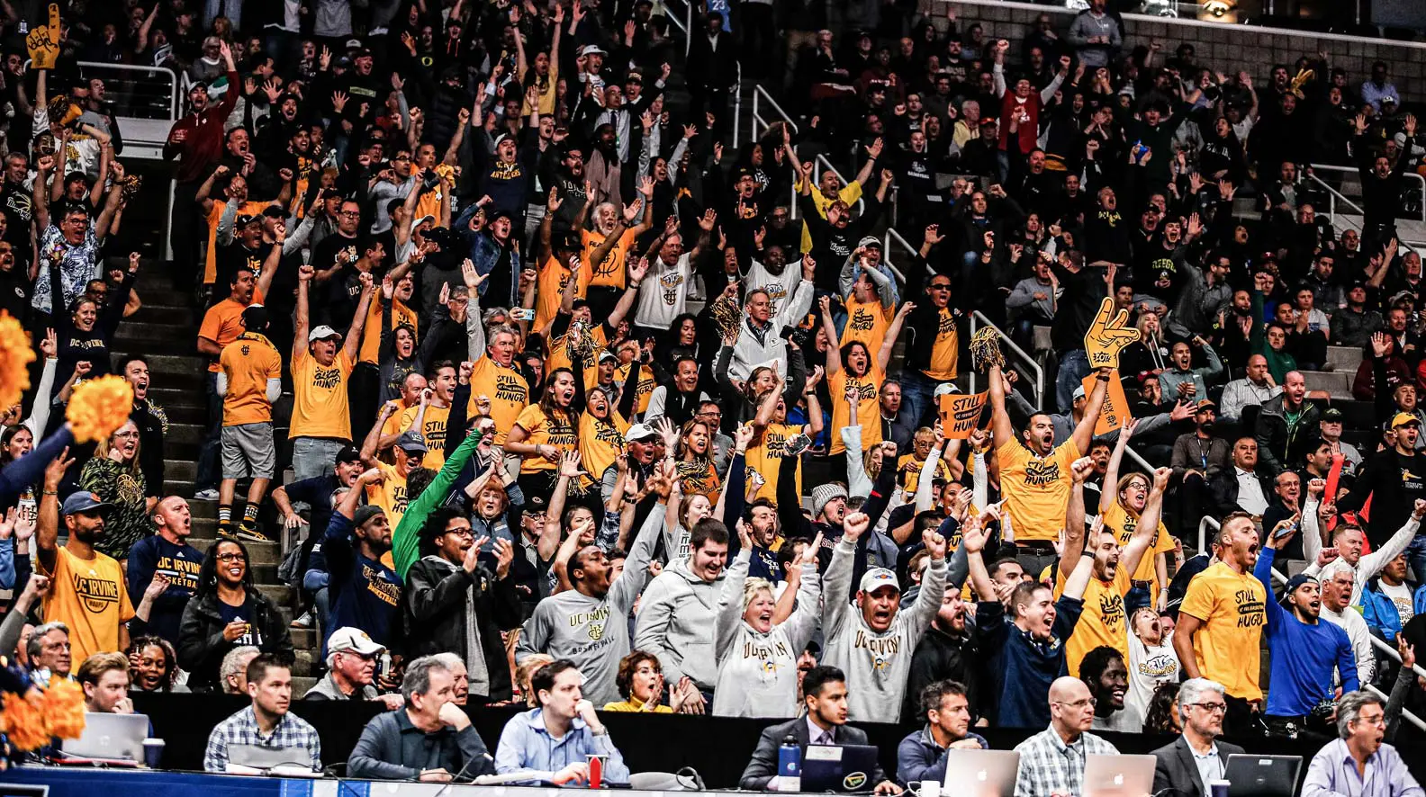 Fans cheering in stands