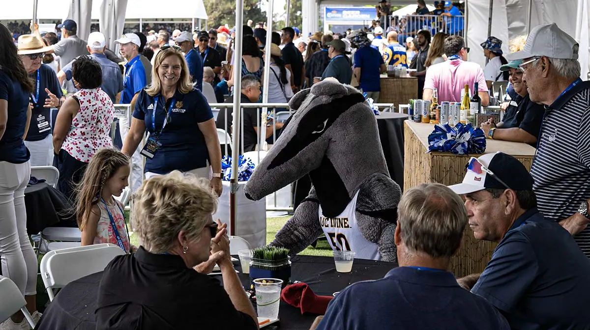 People hanging out at tables