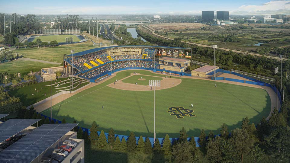 Aerial view of a baseball field